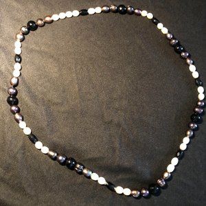 Tahitian and Freshwater Pearl Necklace with Two Gold Beads